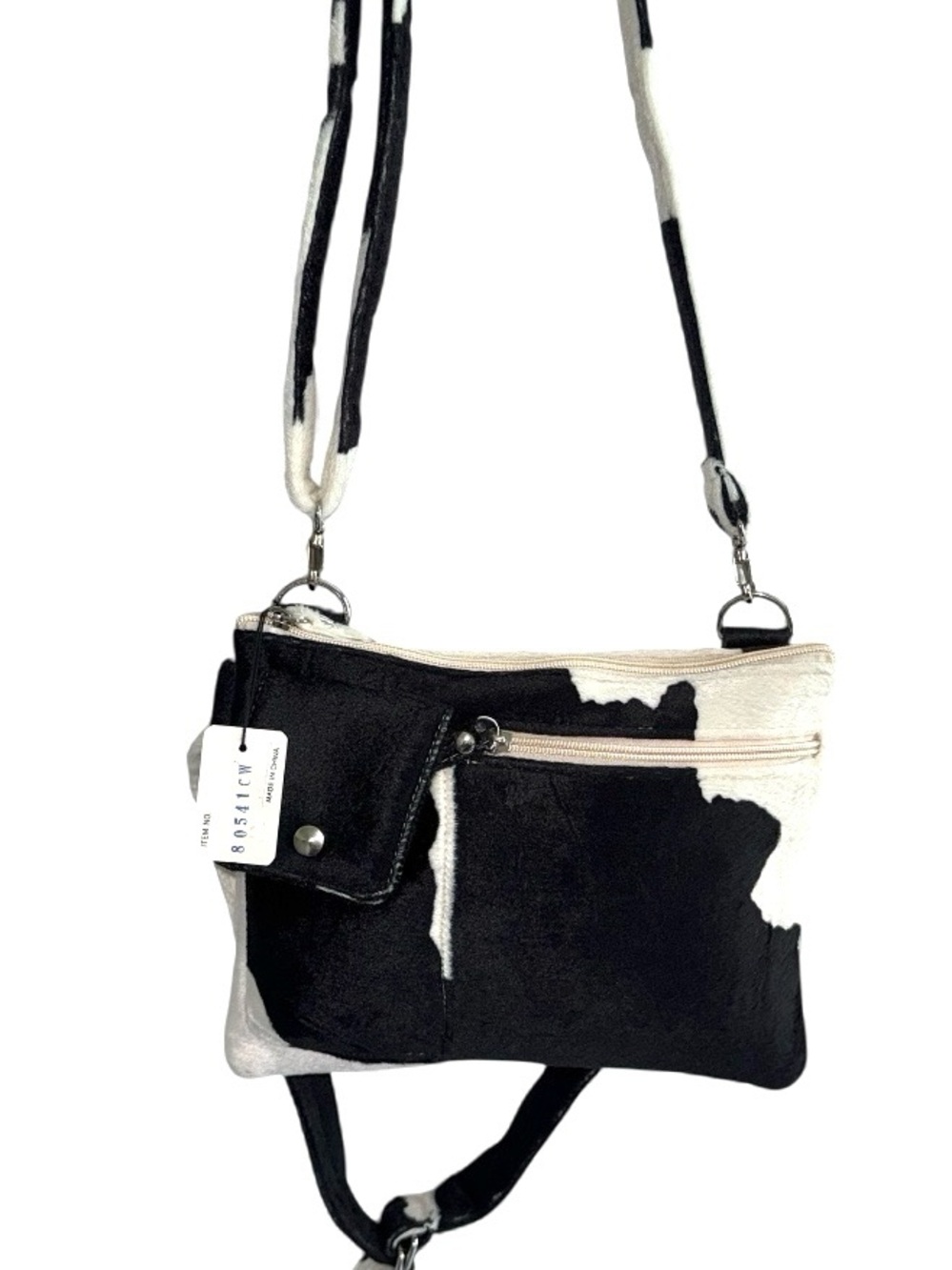 COMECO Soft Velvety Cow Print 3-way Bag - NWT